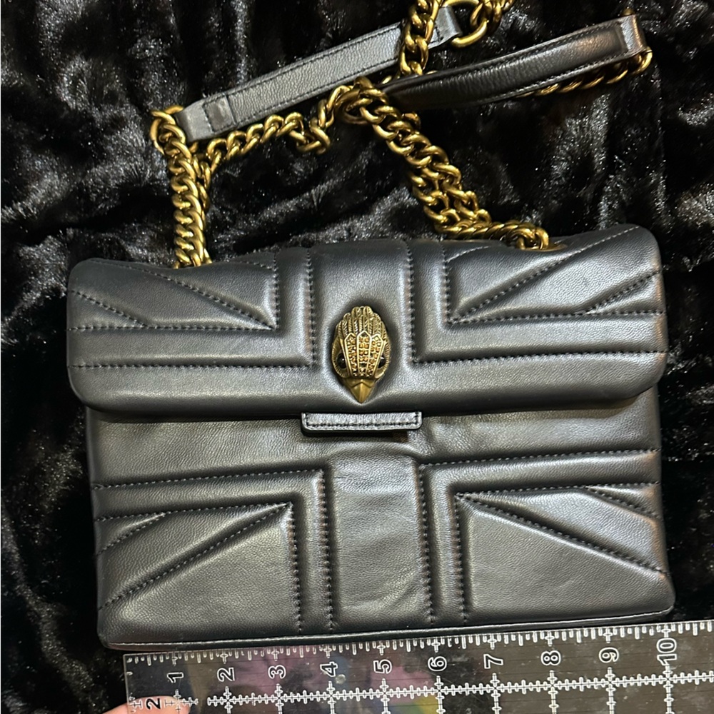 Black Quilted Shoulder Bag with Gold Chain